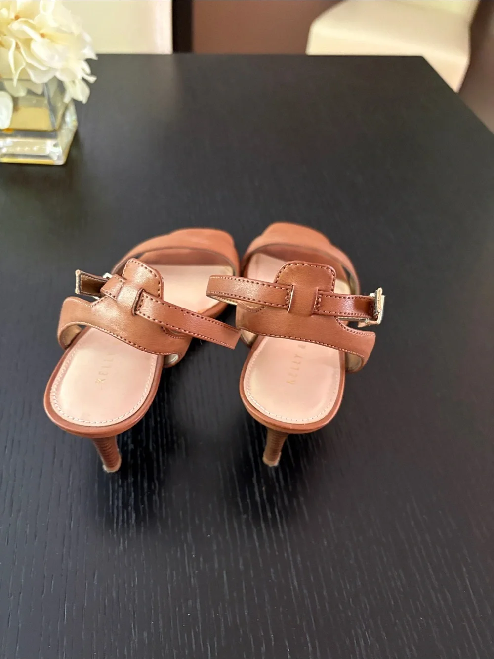 Kelly & Katie Tan Brown Open-Toe Ankle-Strap Sandals